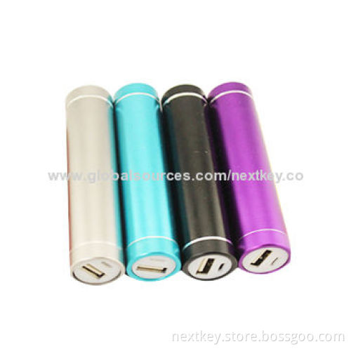 Tube-shaped Metal Case Portable Mobile Power Banks, Used for iPhone, iPad, MP3 Player/Digital Camera